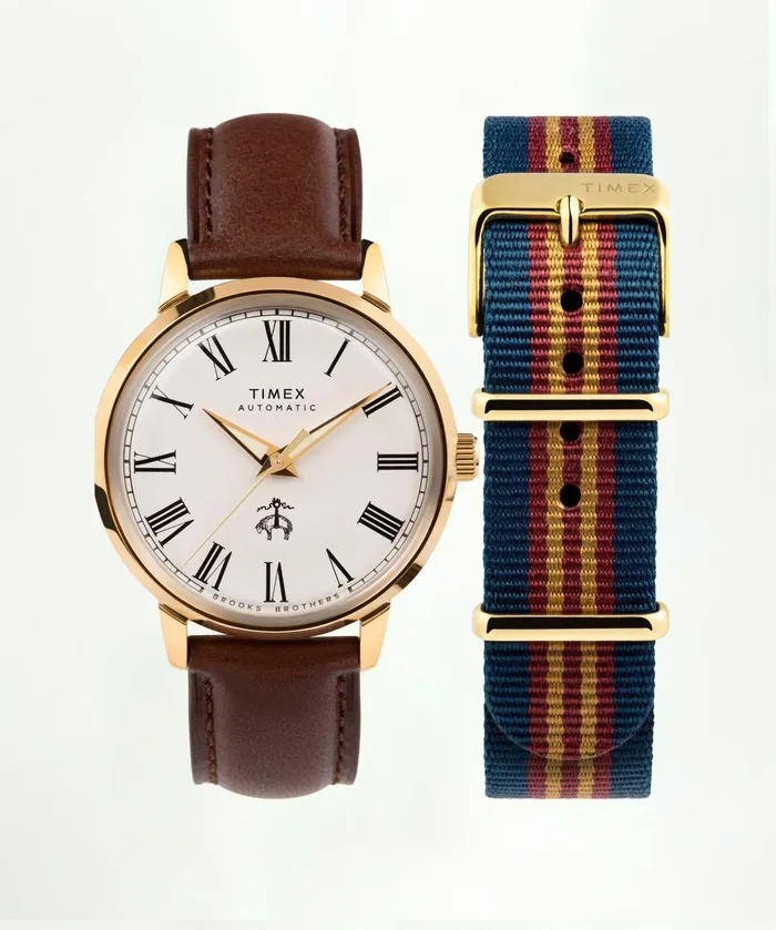 Men Brooks Brothers X Timex Marlin Automatic GoldTone Goldtone Brooks Brothers Fragrance and Gifts