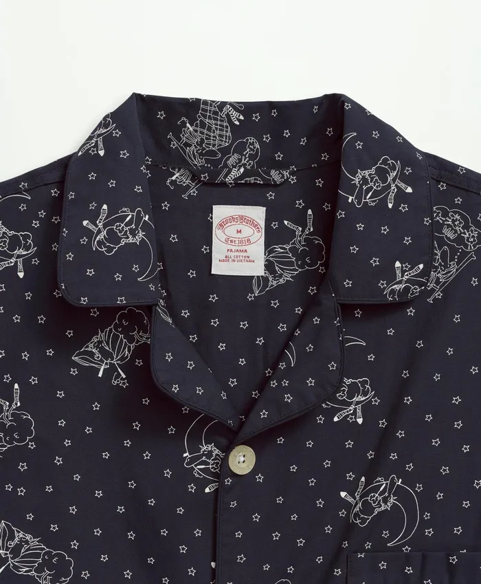 Men Cotton Poplin Henry Print Pajamas Navy Brooks Brothers Pajamas and Robes