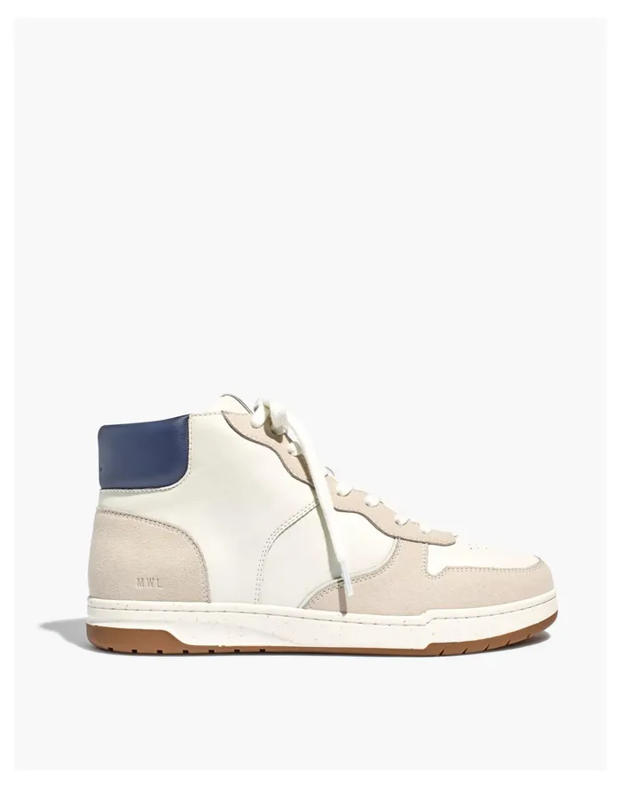 Men Court High Top Sneakers In All White Pale Cream Multi Madewell Sneakers