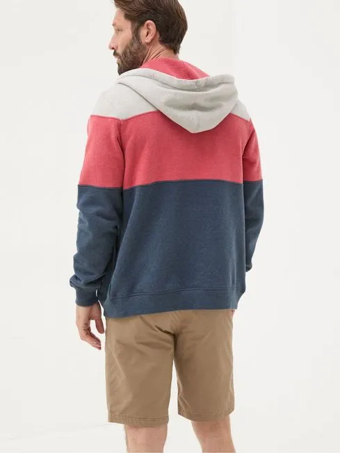Men Fatface Loungewear Brooke Red Cut And Sew Zip Through 100 Cotton Hoodie