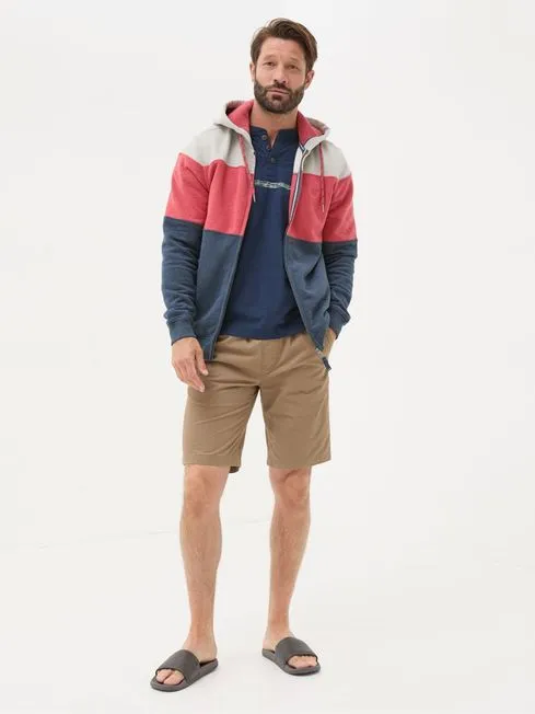 Men Fatface Loungewear Brooke Red Cut And Sew Zip Through 100 Cotton Hoodie