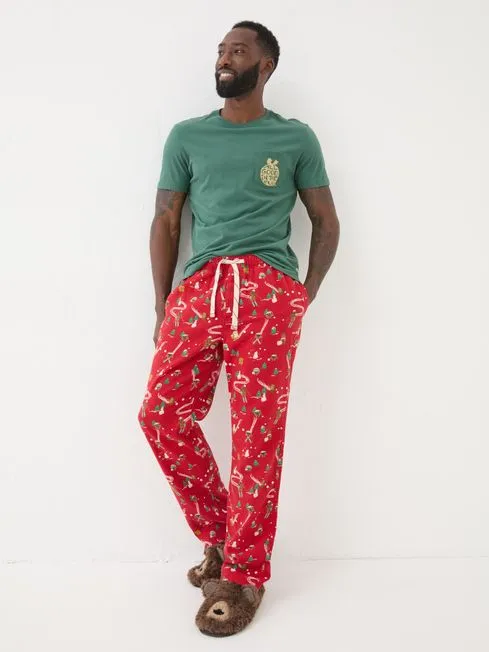 Men Fatface Pajamas and Nightwear All Red All Good 100 Cotton Pudding Pyjama Bottoms