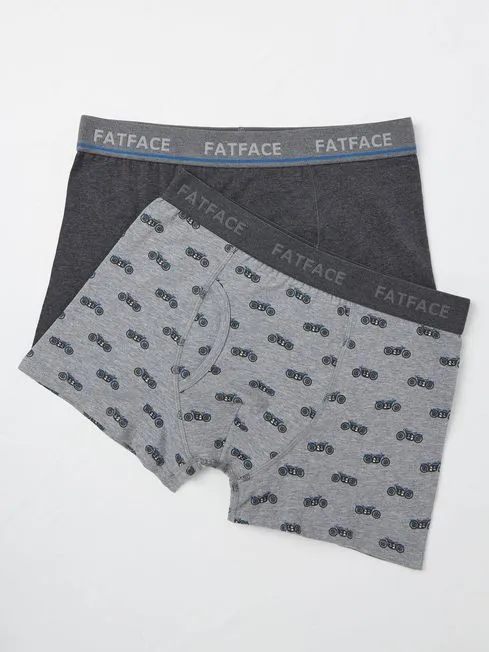 Men Fatface Underwear Grey 2 Pack Of Motorbike Boxers