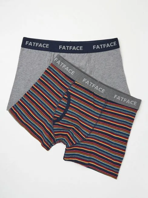 Men Fatface Underwear Navy Whistler Stripe Boxers 2 Pack