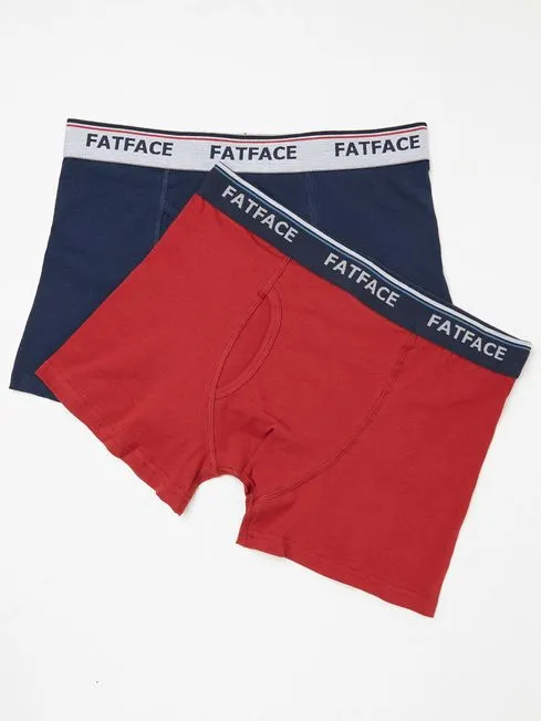 Men Fatface Underwear Red Cotton Boxers 2 Pack