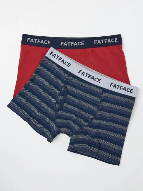Men Fatface Underwear Red Osborne Stripe Boxers 2 Pack