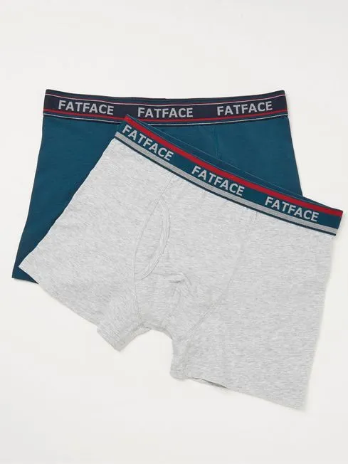 Men Fatface Underwear Teal Green Cotton Boxers 2 Pack