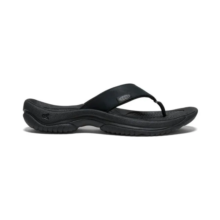 Men KEEN Sandals Kona Flip BlackSteel Grey Leather FlipFlop