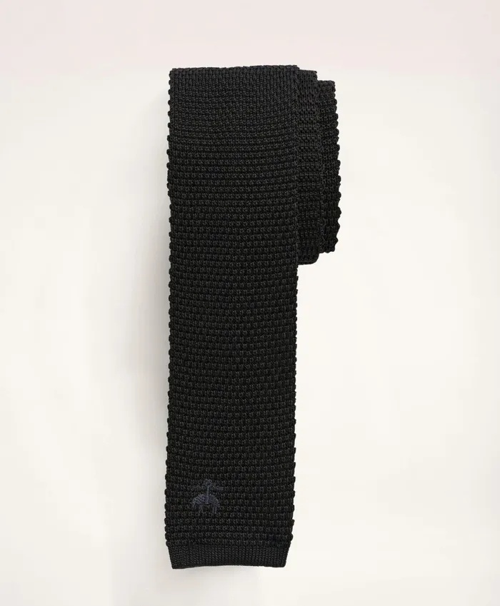 Men Logo Knit Tie Black Brooks Brothers Ties and Pocket Squares