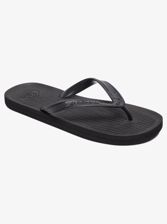 Men Quiksilver Sandals Haleiwa FlipFlops Solid Black