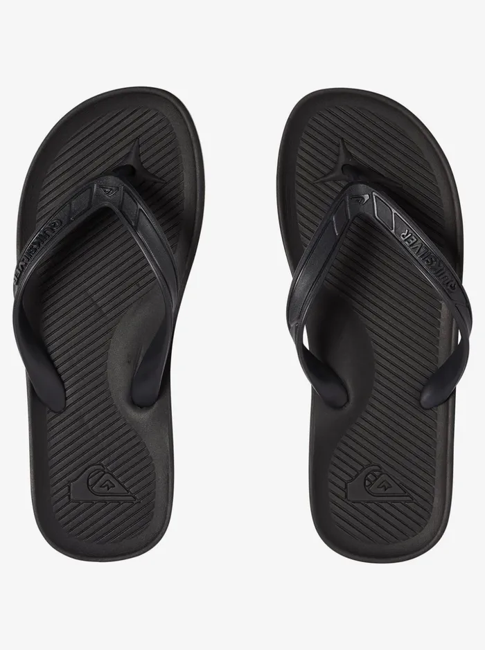Men Quiksilver Sandals Haleiwa FlipFlops Solid Black Men Quiksilver Sandals Haleiwa FlipFlops Solid Black