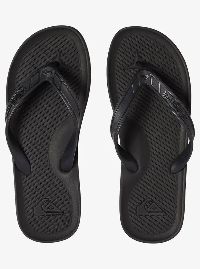 Men Quiksilver Sandals Haleiwa FlipFlops Solid Black Men Quiksilver Sandals Haleiwa FlipFlops Solid Black