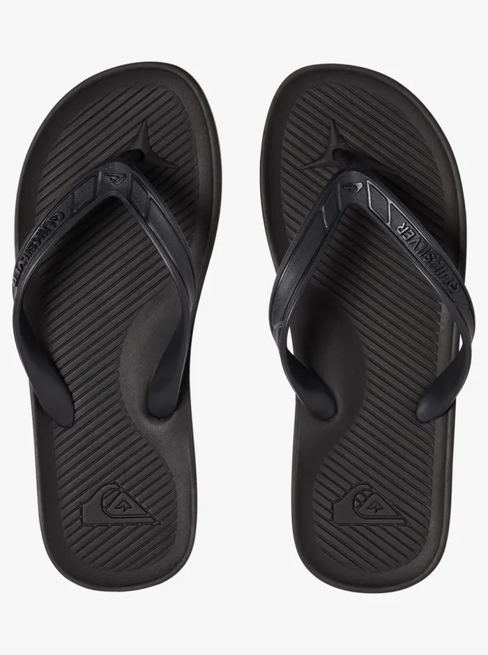 Men Quiksilver Sandals Haleiwa FlipFlops Solid Black Men Quiksilver Sandals Haleiwa FlipFlops Solid Black