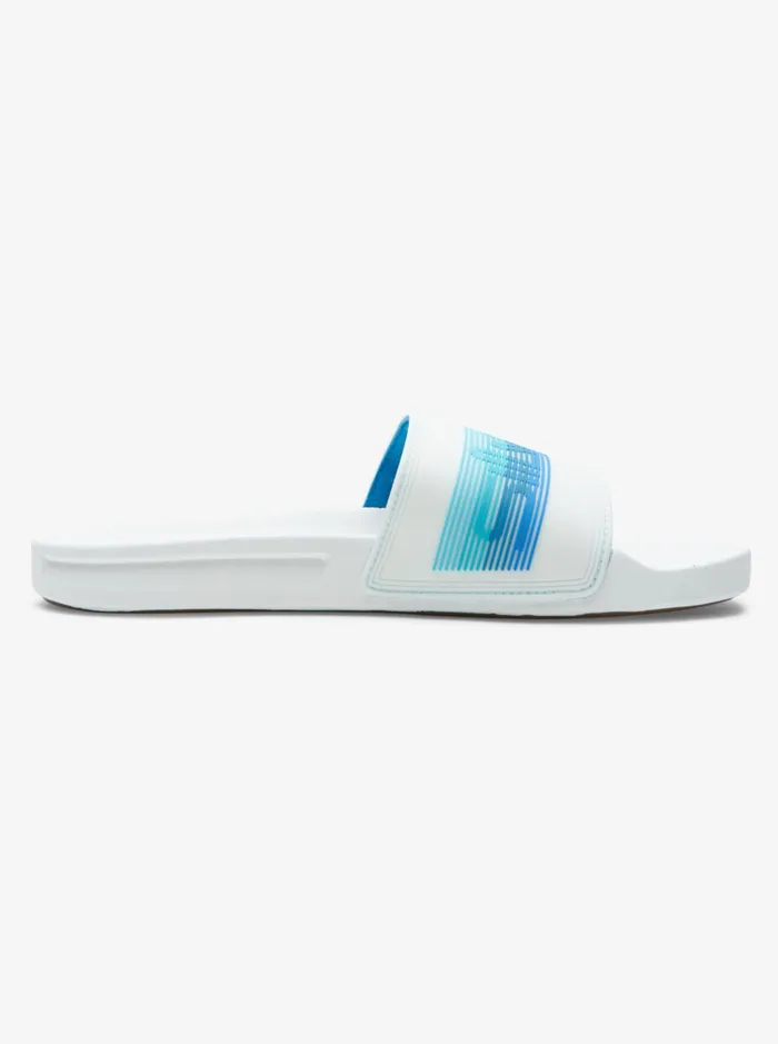 Men Quiksilver Sandals Rivi Wordmark Slide Slider Sandals Whiteblueblue Men Quiksilver Sandals Rivi Wordmark Slide Slider Sandals Whiteblueblue