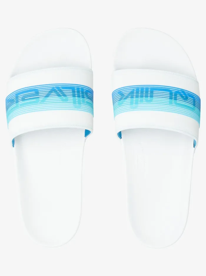 Men Quiksilver Sandals Rivi Wordmark Slide Slider Sandals Whiteblueblue Men Quiksilver Sandals Rivi Wordmark Slide Slider Sandals Whiteblueblue