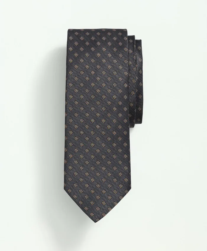 Men Silk Mini Square Flower Tie Grey Brooks Brothers Ties and Pocket Squares