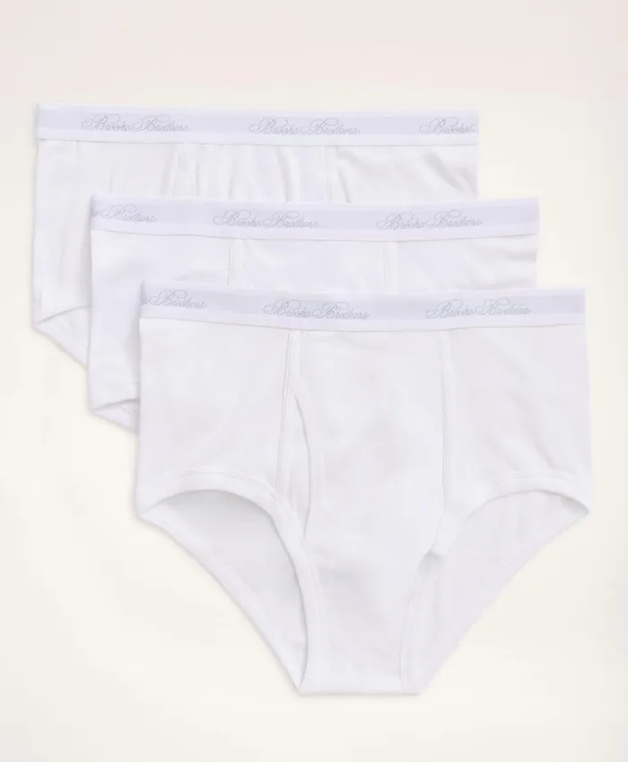 Men Supima Cotton Briefs3 Pack White Brooks Brothers Underwear