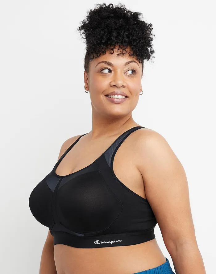 Motion Control Bra Script Logo Plus Size Black Women Champion Sports Bras and Bralettes