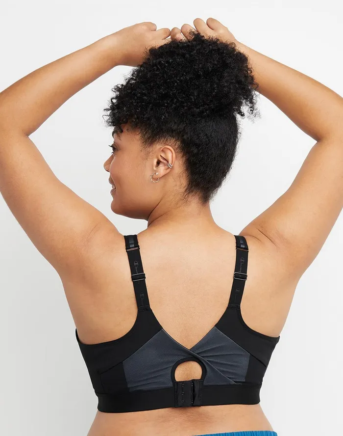 Motion Control Bra Script Logo Plus Size Black Women Champion Sports Bras and Bralettes
