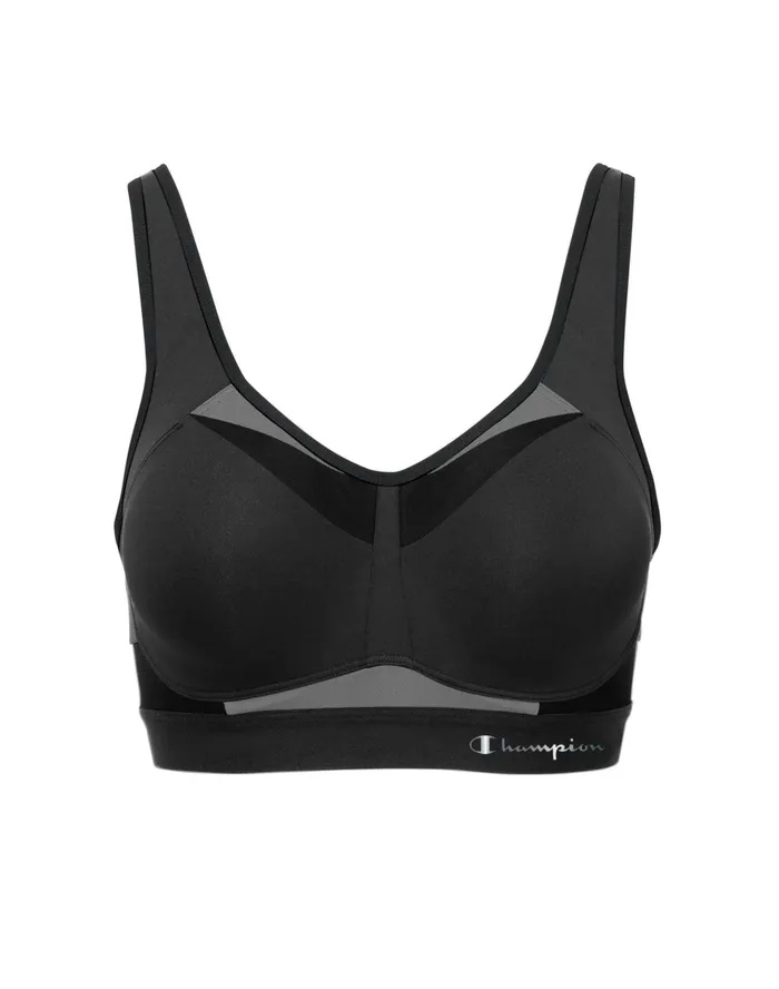 Motion Control Bra Script Logo Plus Size Black Women Champion Sports Bras and Bralettes