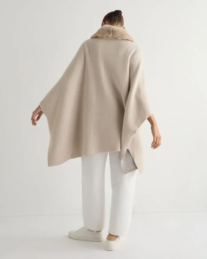 NPeal Capes and Ponchos Women Rex Collar Cape Ecru White