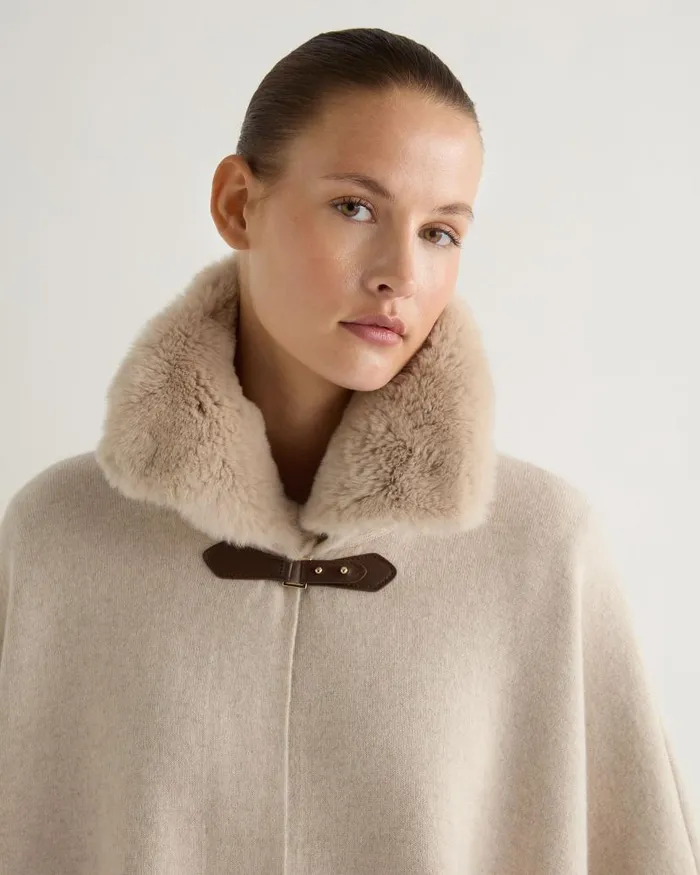 NPeal Capes and Ponchos Women Rex Collar Cape Ecru White