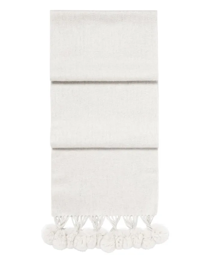 NPeal Cashmere Scarves Women Davos Fur Bobble Cashmere Scarf Pebble Grey