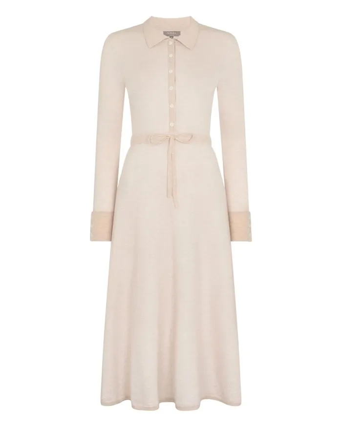 NPeal Dresses and Skirts Women Birdseye Polo Cashmere Silk Dress Sandstone Brown