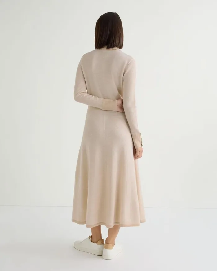 NPeal Dresses and Skirts Women Birdseye Polo Cashmere Silk Dress Sandstone Brown