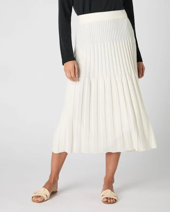 NPeal Dresses and Skirts Women Cashmere Ribbed Skirt New Ivory White