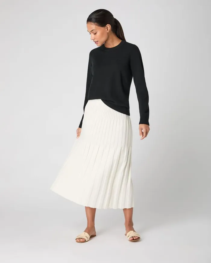 NPeal Dresses and Skirts Women Cashmere Ribbed Skirt New Ivory White
