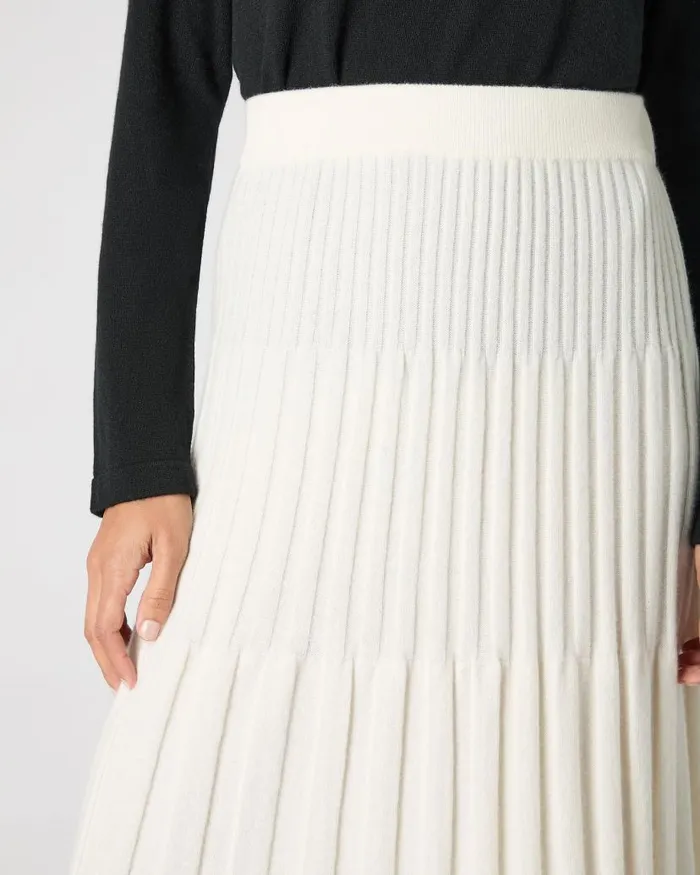 NPeal Dresses and Skirts Women Cashmere Ribbed Skirt New Ivory White