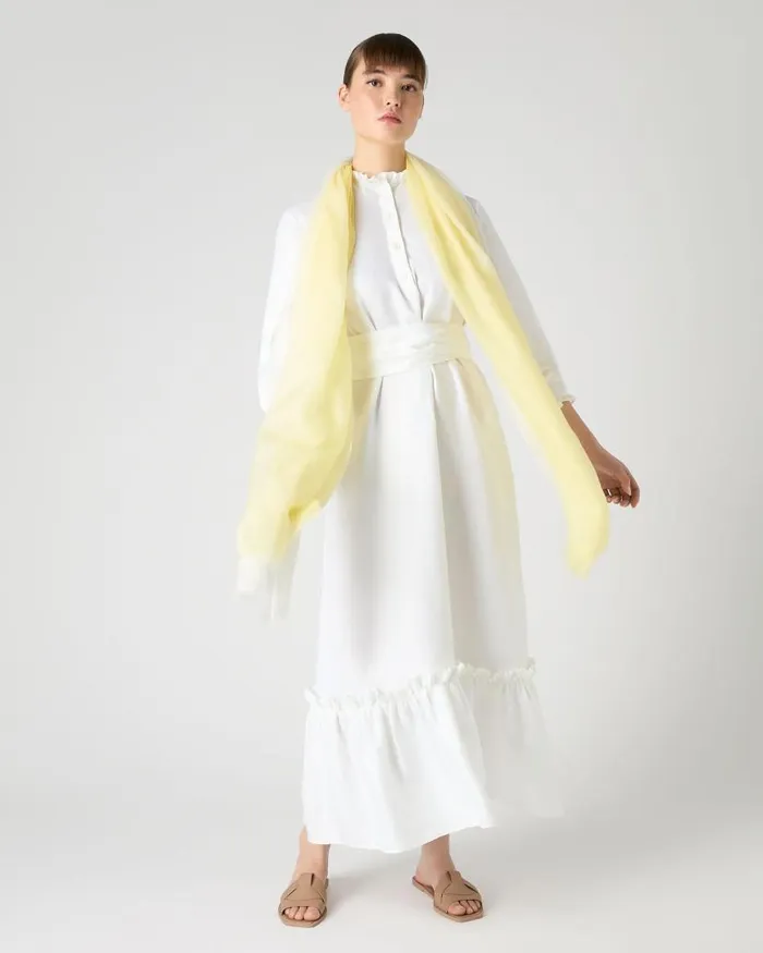 NPeal Dresses and Skirts Women Iris Ruffle Linen Dress White