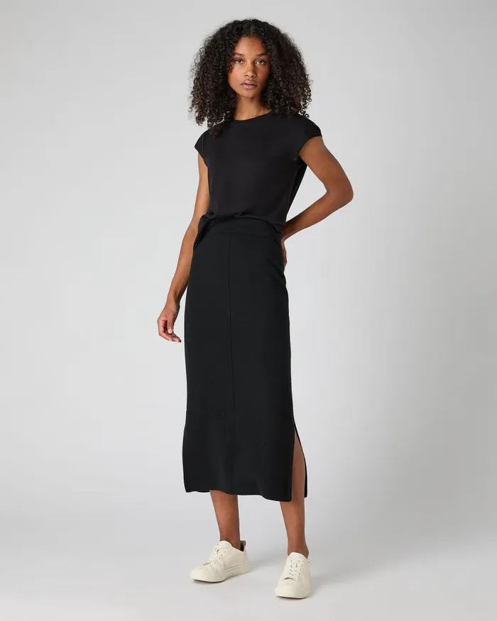 NPeal Dresses and Skirts Women Straight Cashmere Skirt Black
