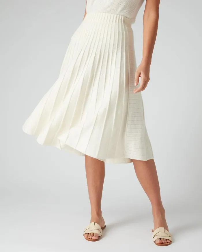 NPeal Dresses and Skirts Women Wide Rib Skirt New Ivory White