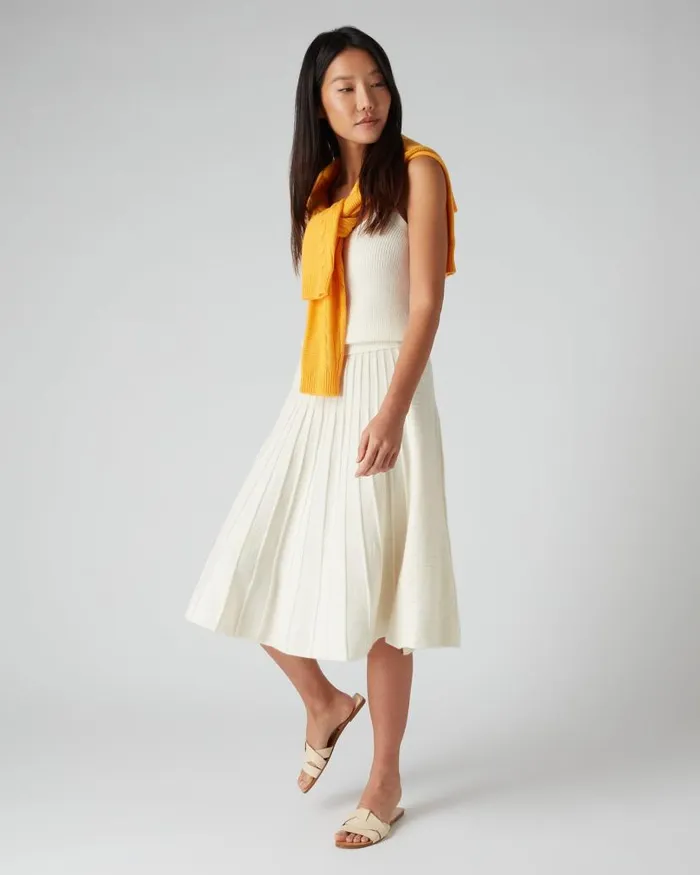 NPeal Dresses and Skirts Women Wide Rib Skirt New Ivory White