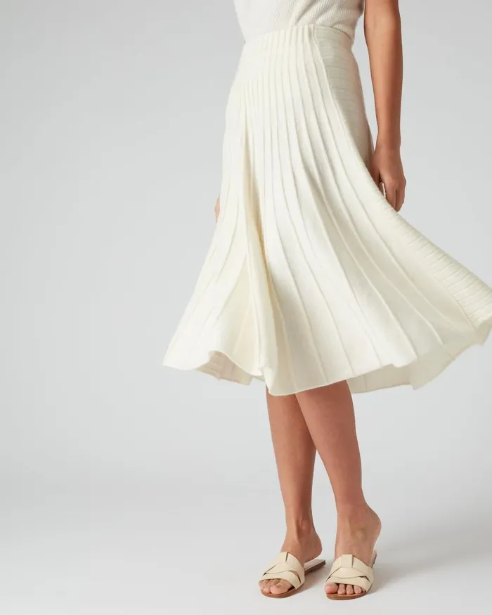 NPeal Dresses and Skirts Women Wide Rib Skirt New Ivory White