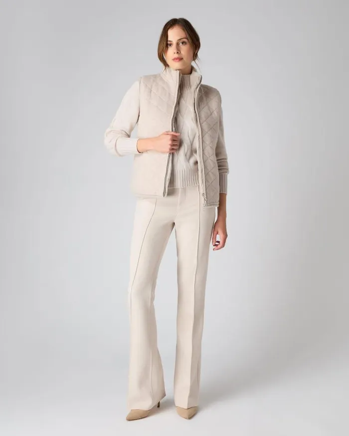 NPeal Gilets and Waistcoats Women Robyn Fur Lined Cashmere Gilet Heather Beige Brown