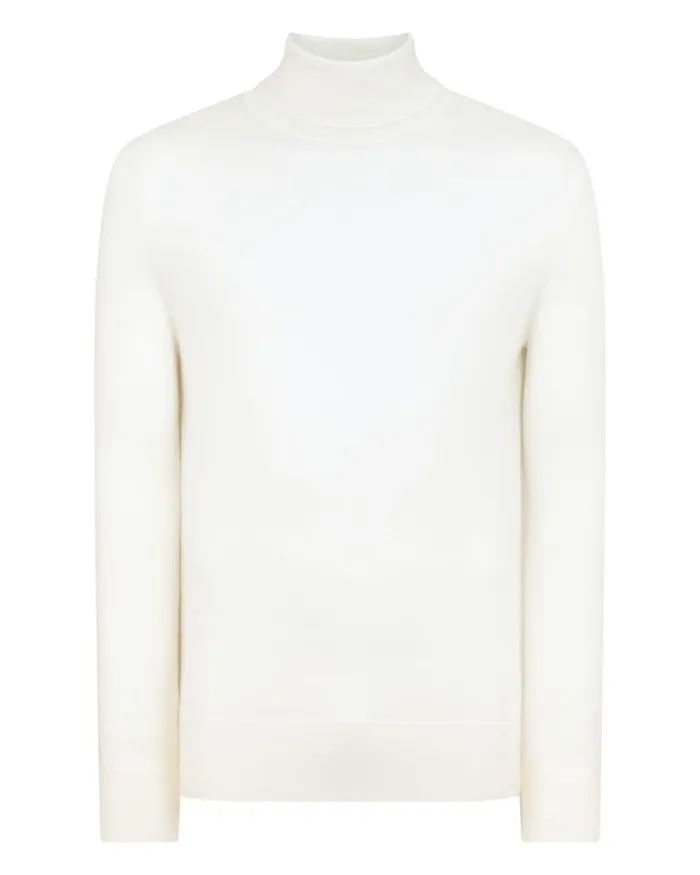 NPeal Jumpers Men Pimlico Fine Gauge Cashmere Roll Neck Jumper New Ivory White