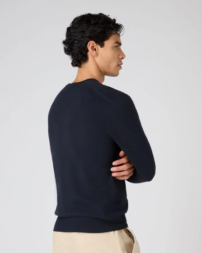 NPeal Jumpers Men The Jockey Club V Neck Cashmere Jumper Navy Blue