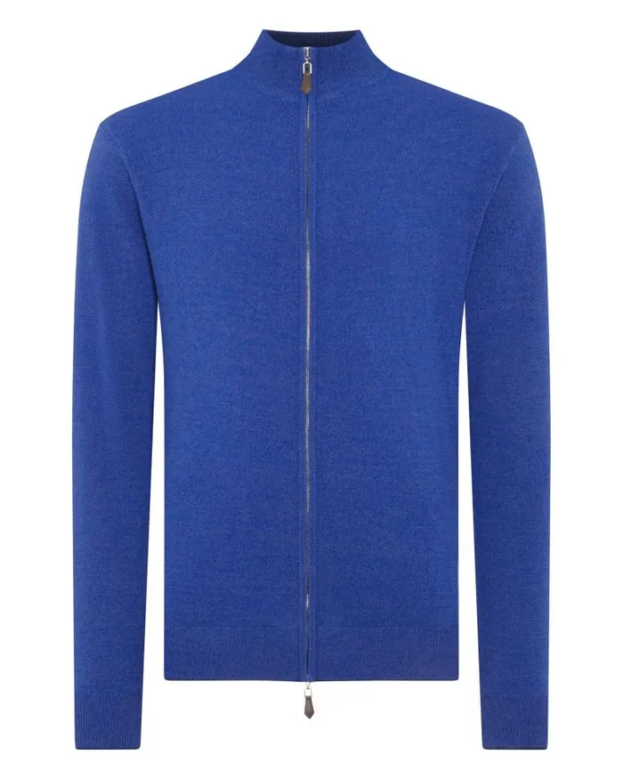 NPeal Jumpers Men The Knightsbridge Zip Cashmere Jumper Nile Blue