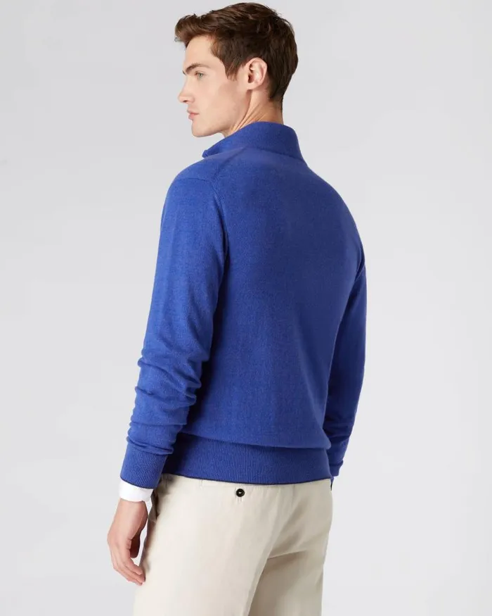 NPeal Jumpers Men The Knightsbridge Zip Cashmere Jumper Nile Blue
