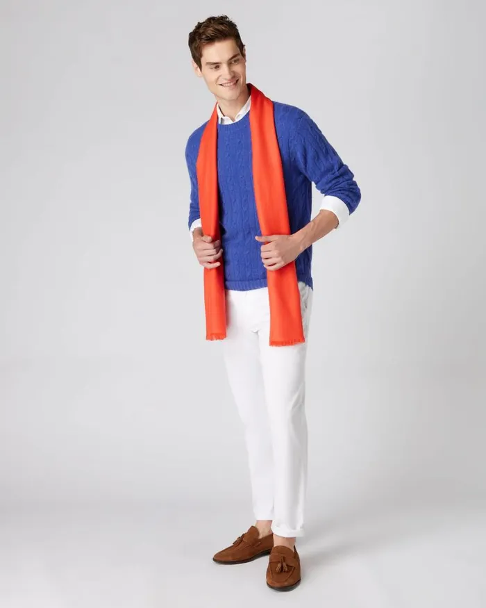 NPeal Jumpers Men The Thames Cable Cashmere Jumper Nile Blue