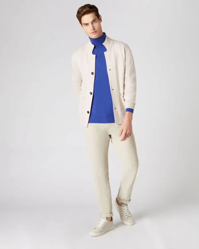NPeal Jumpers Men The Trafalgar Polo Neck Cashmere Jumper Nile Blue