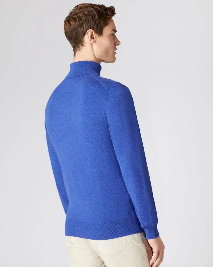 NPeal Jumpers Men The Trafalgar Polo Neck Cashmere Jumper Nile Blue