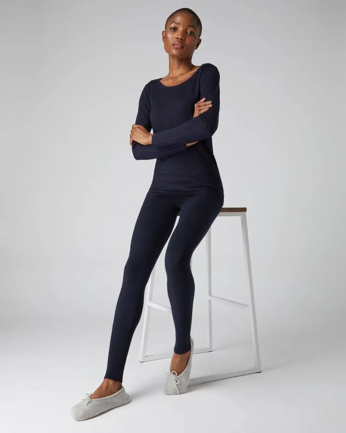 NPeal Leggings and Trousers Women Thea Cashmere Leggings Navy Blue