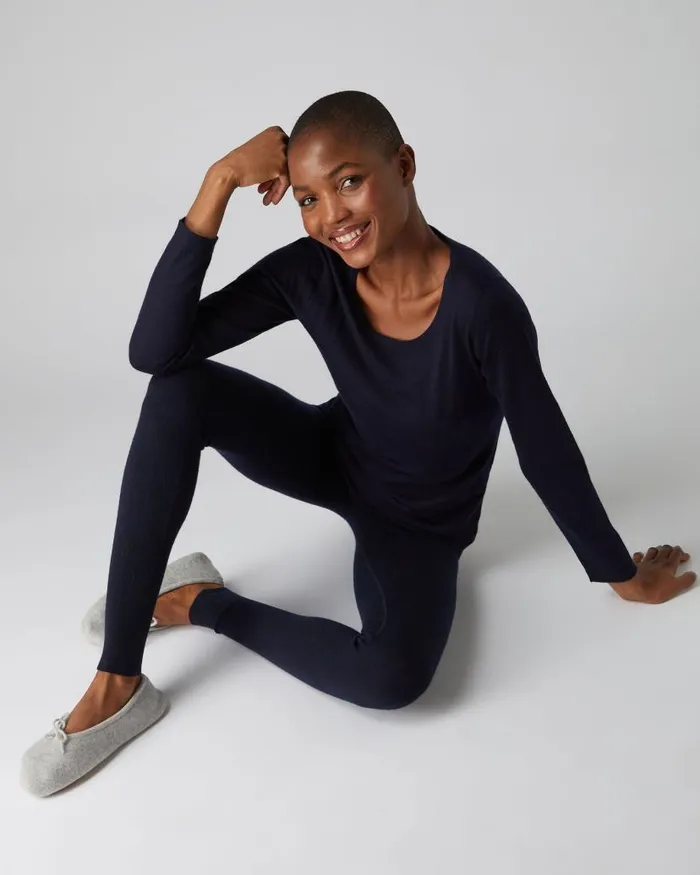 NPeal Leggings and Trousers Women Thea Cashmere Leggings Navy Blue