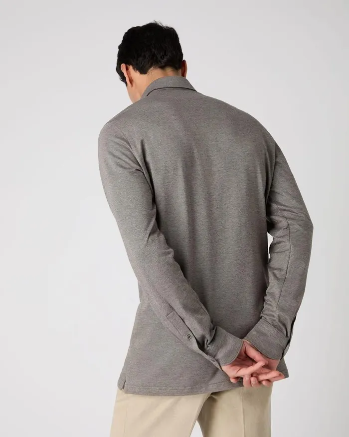 NPeal Polos and Tshirts Men Antibes Cotton Cashmere Polo Shirt Taupe Brown