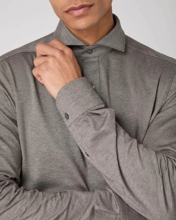 NPeal Polos and Tshirts Men Antibes Cotton Cashmere Polo Shirt Taupe Brown