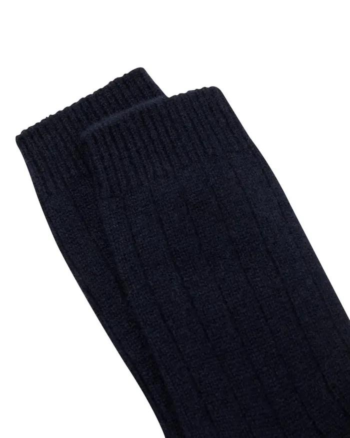 NPeal Socks Men Rib Cashmere House Socks Navy Blue
